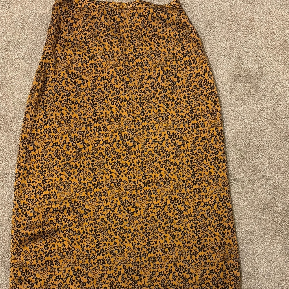 Floral Print Women's Skirt - Brown